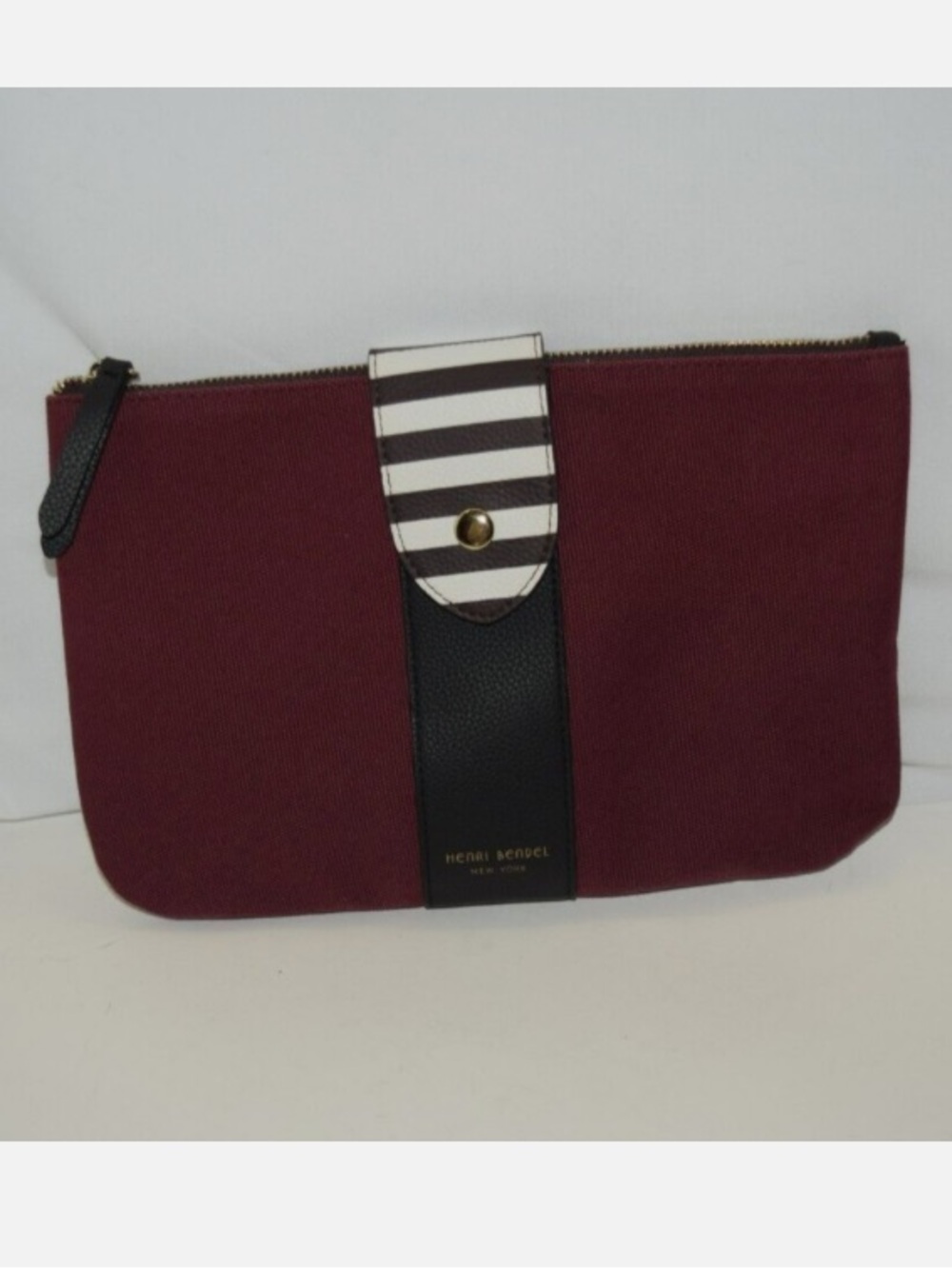 Henri Bendel Burgundy Stripe Accent clutch